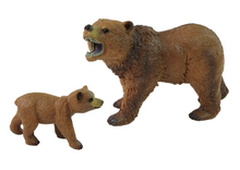 Figurky medvědů grizzly s mládětem – sada 2ks lesní zvířata
