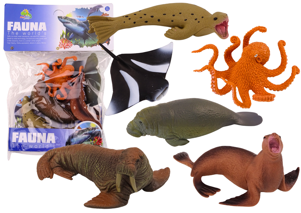 Figurky mořských zvířat tuleň chobotnice – 6 kusů