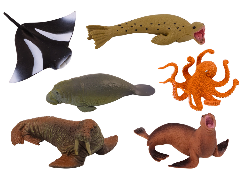 Figurky mořských zvířat tuleň chobotnice – 6 kusů