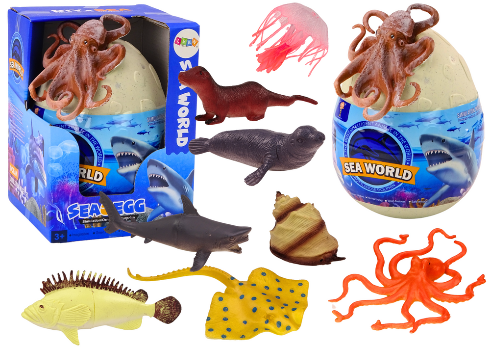 Figurky mořských zvířat v plastovém vejci – set 26 kusů