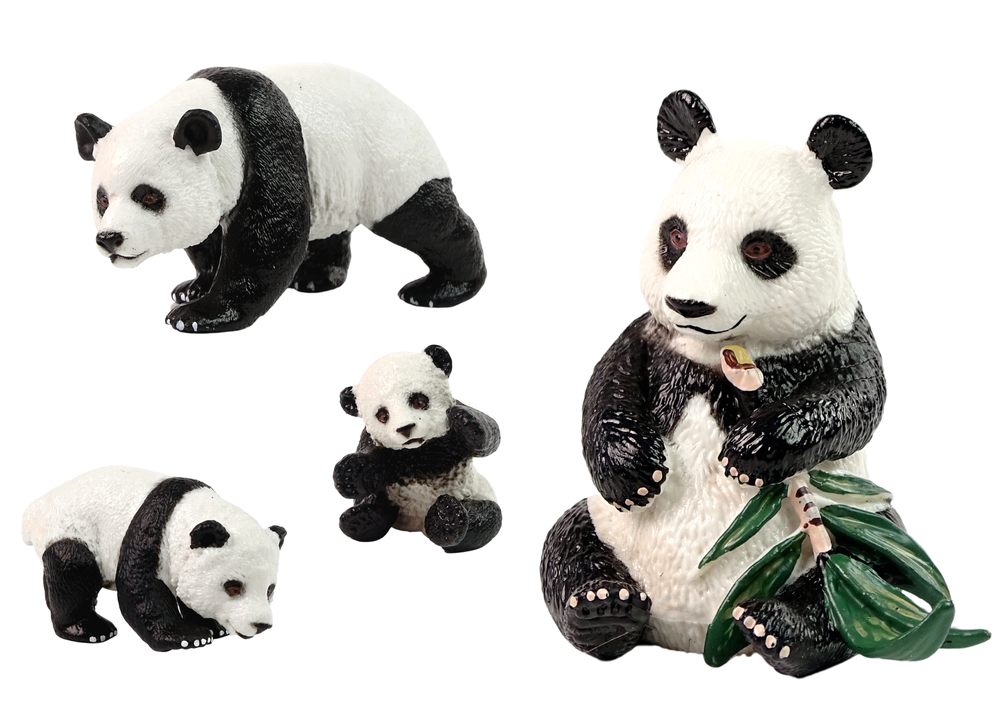 Figurky zvířat sada – panda papuga lama veverka chameleón