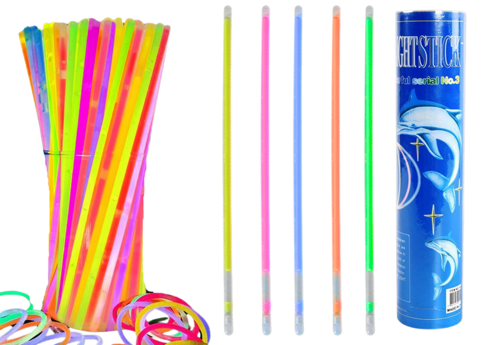 Fluorescenční čelenky svítící ve tmě – 100 kusů v různých barvách