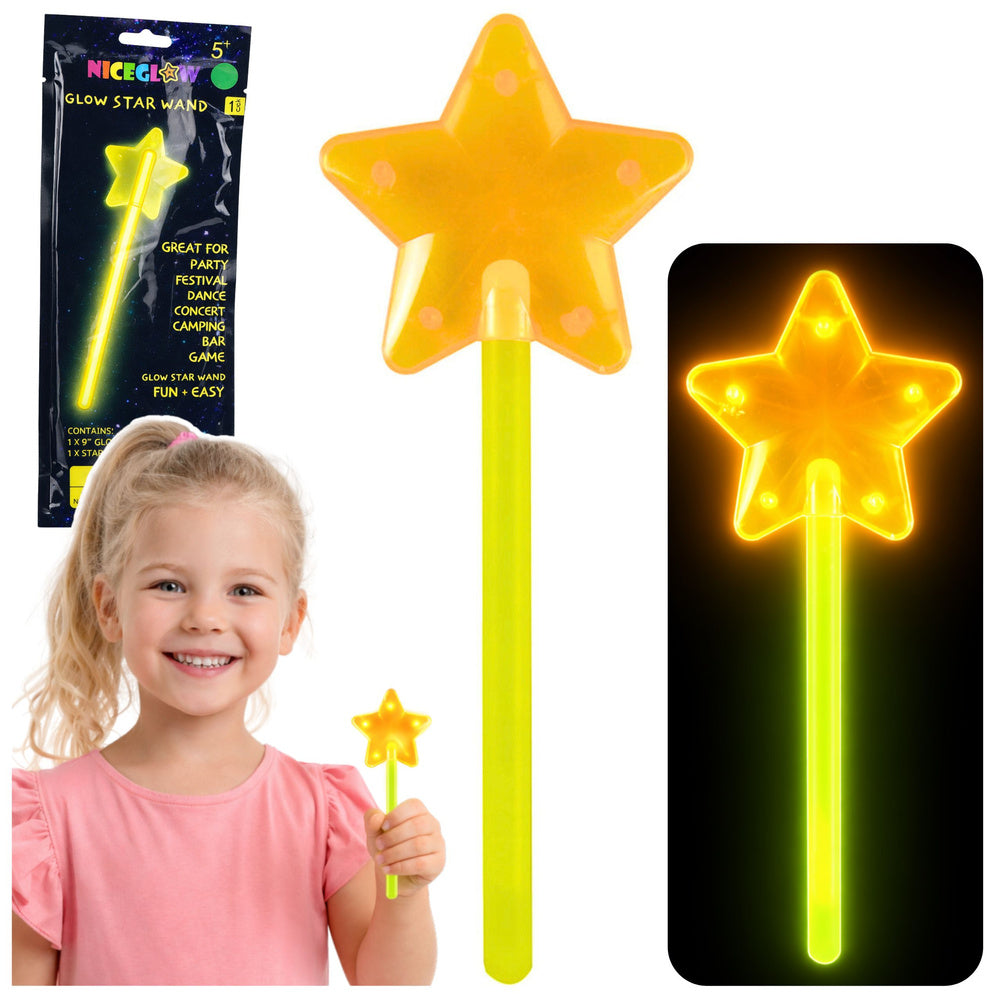 Fluorescenční hvězdicová hůlka svítící ve tmě 22cm – Neon