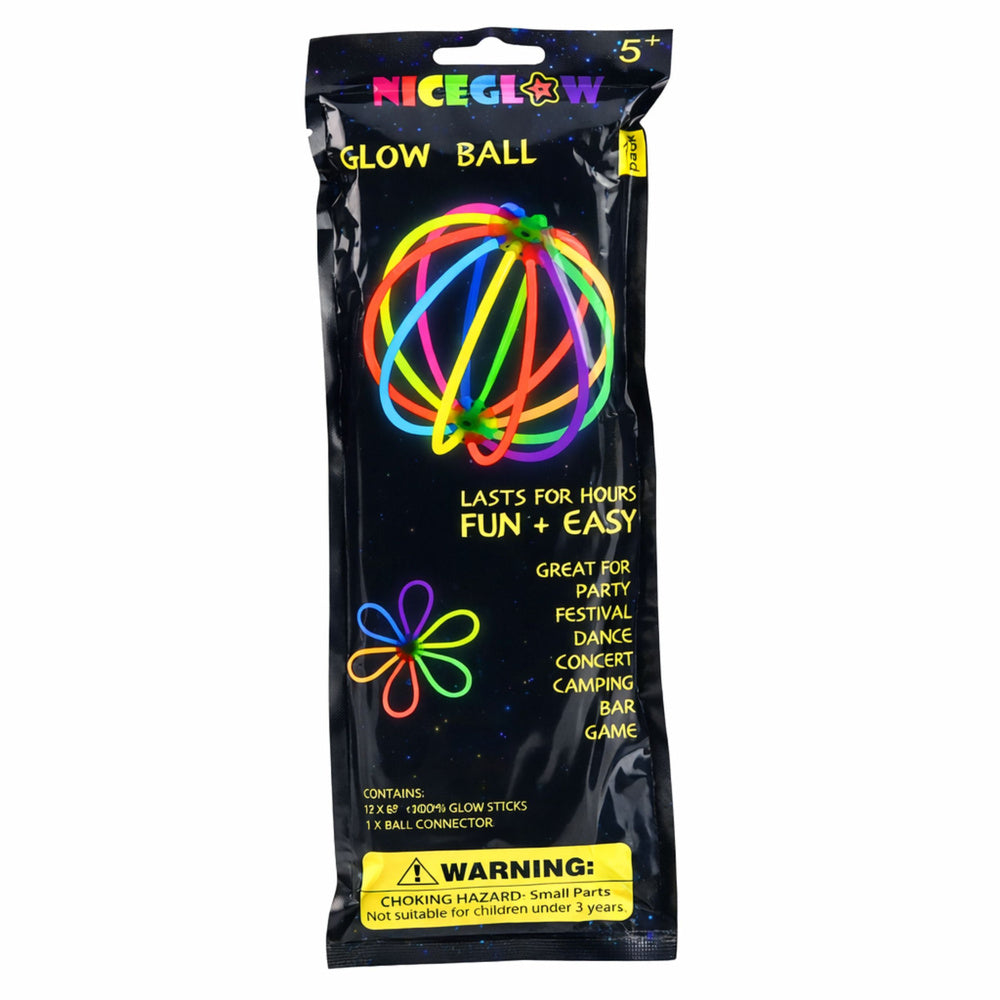Fluorescenční míček svítící ve tmě s neonovými tyčinkami – 12 ks