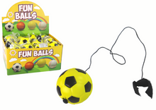 Fotbalový míč na gumičce jojo 6 cm – žlutý