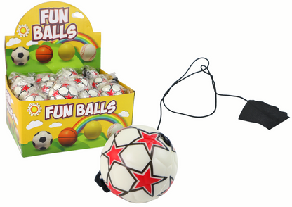 Fotbalový míček na gumičce jojo 6 cm – bílý s hvězdičkami