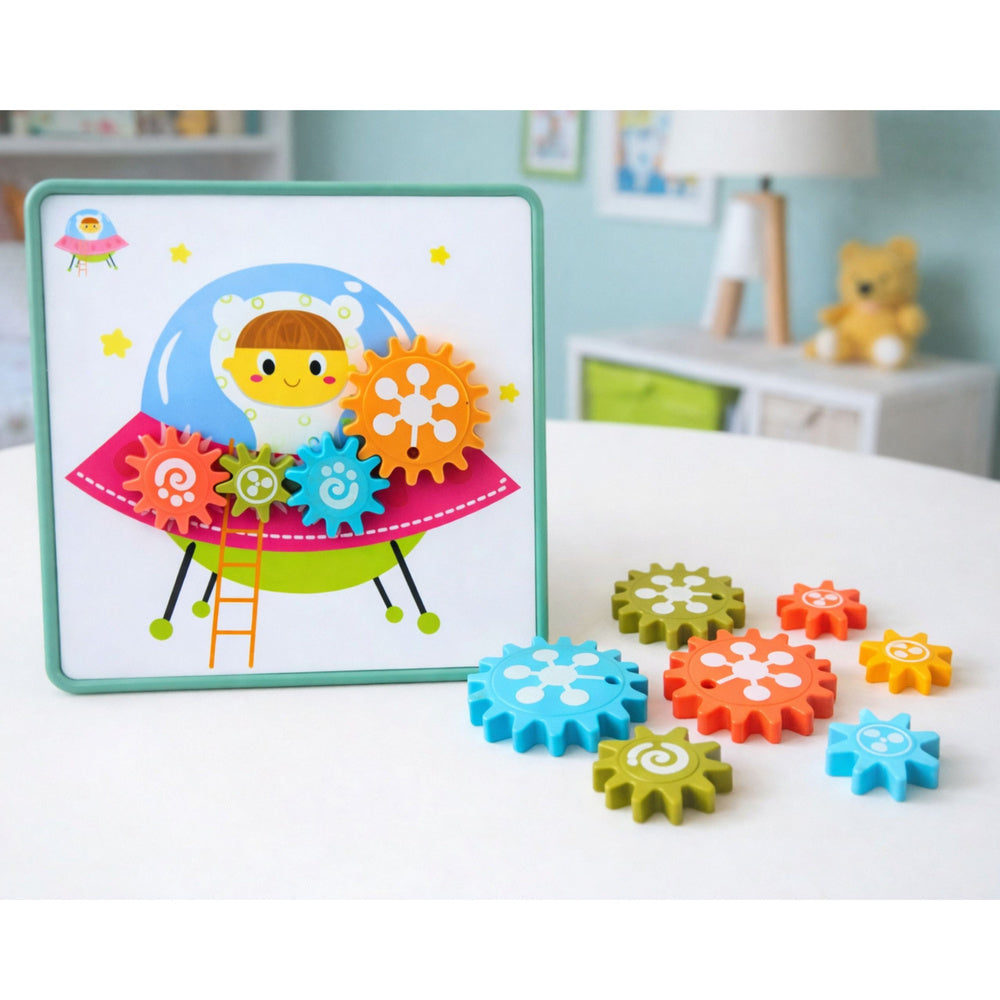 Geometrická puzzle mozaika s ozubenými kolečky 25 dílků
