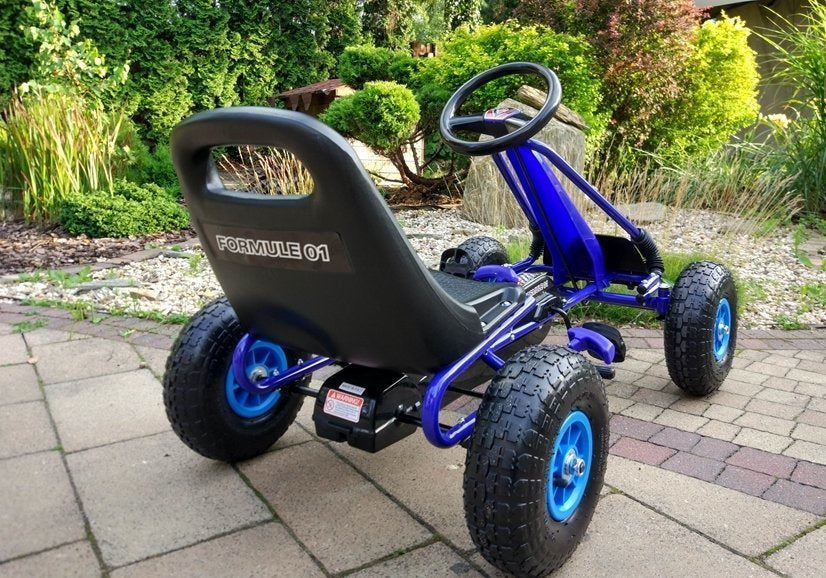 Gokart s nafukovacími koly a ručními brzdami modrý A 15