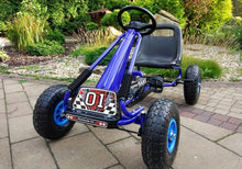 Gokart s nafukovacími koly a ručními brzdami modrý A 15