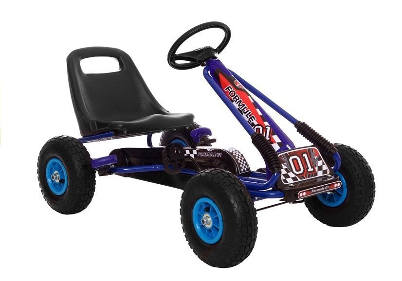 Gokart s nafukovacími koly a ručními brzdami modrý A 15