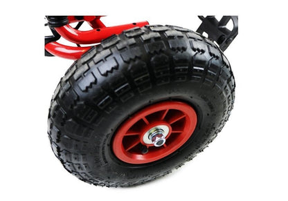 Gokart s ručními brzdami a nastavitelným sedadlem červený