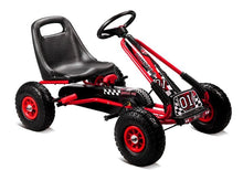 Gokart s ručními brzdami a nastavitelným sedadlem červený