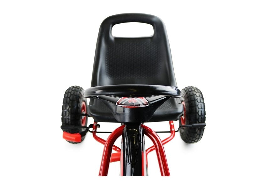 Gokart s ručními brzdami a nastavitelným sedadlem červený