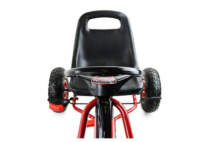 Gokart s ručními brzdami a nastavitelným sedadlem červený