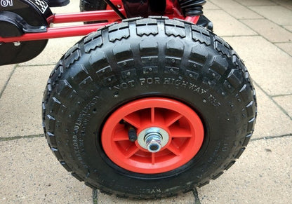 Gokart s ručními brzdami a nastavitelným sedadlem červený