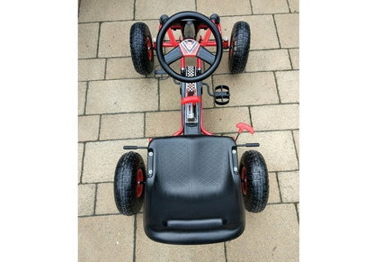 Gokart s ručními brzdami a nastavitelným sedadlem červený