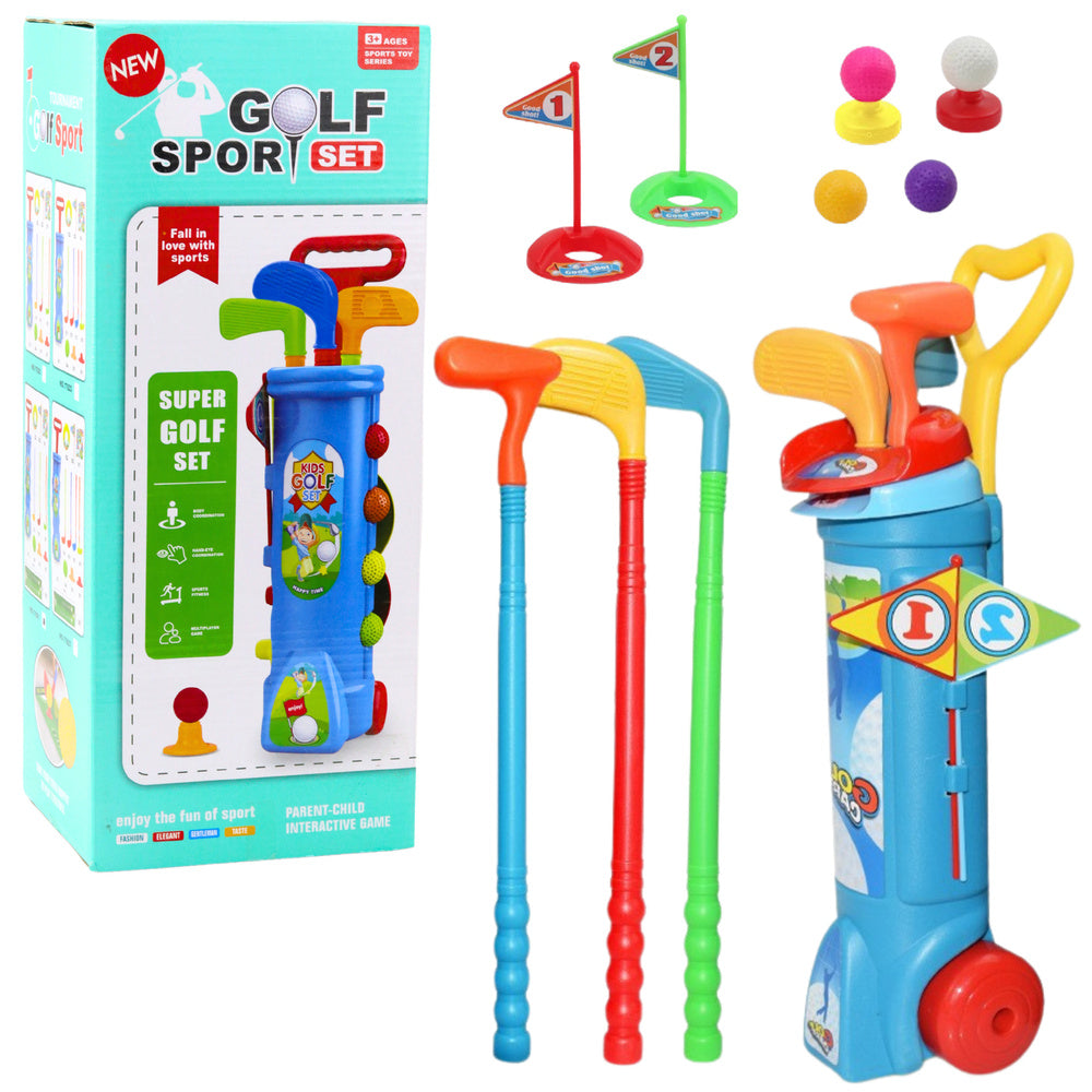 Golfová sada s vozíkem – kije a míčky 20 dílů