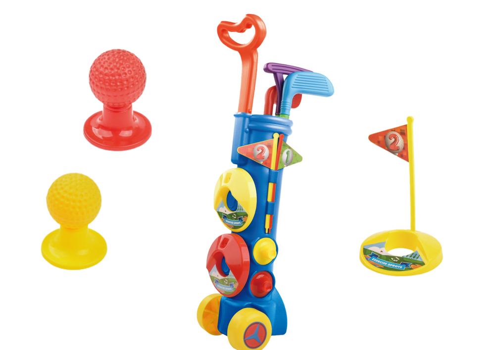 Golfový set s vozíkem pro děti – 3 hole míčky terčíky