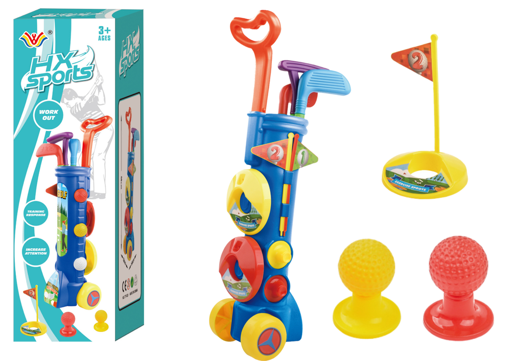 Golfový set s vozíkem pro děti – 3 hole míčky terčíky