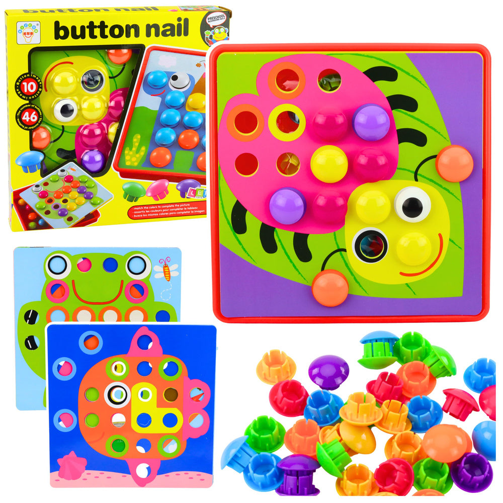 Gombíková mozaika geometrické puzzle houby 46 dílků