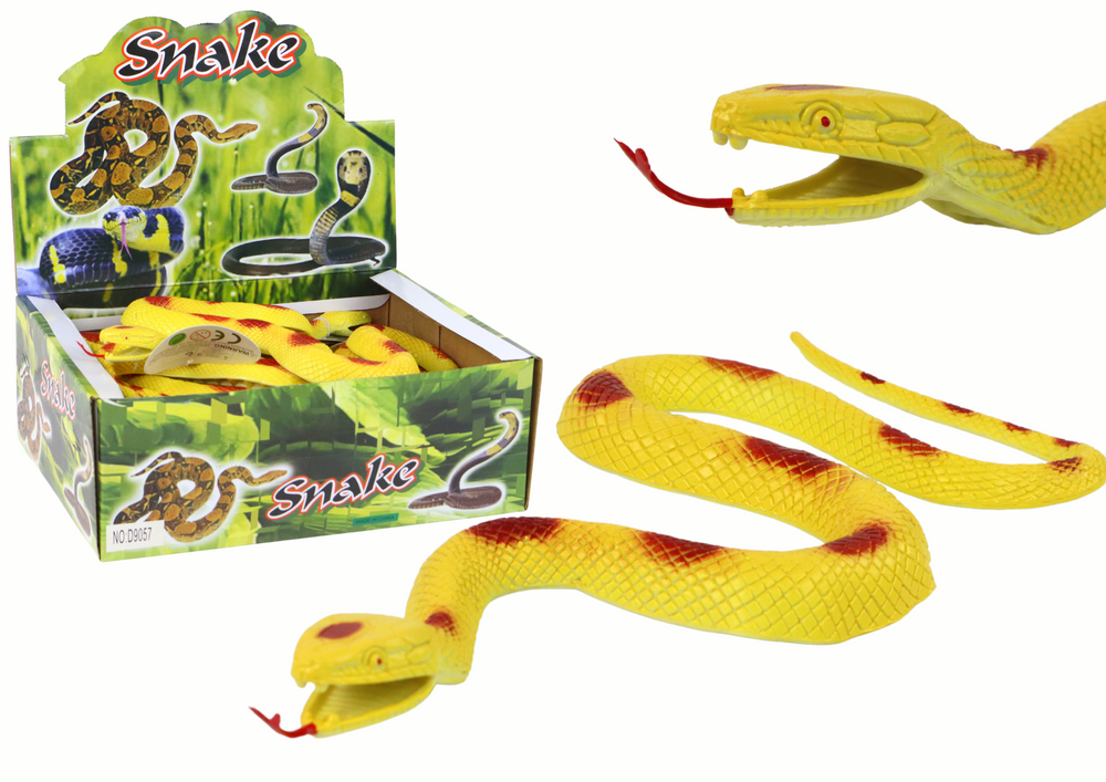 Gumový had žlutý s červenými skvrnami – hračka 20 cm