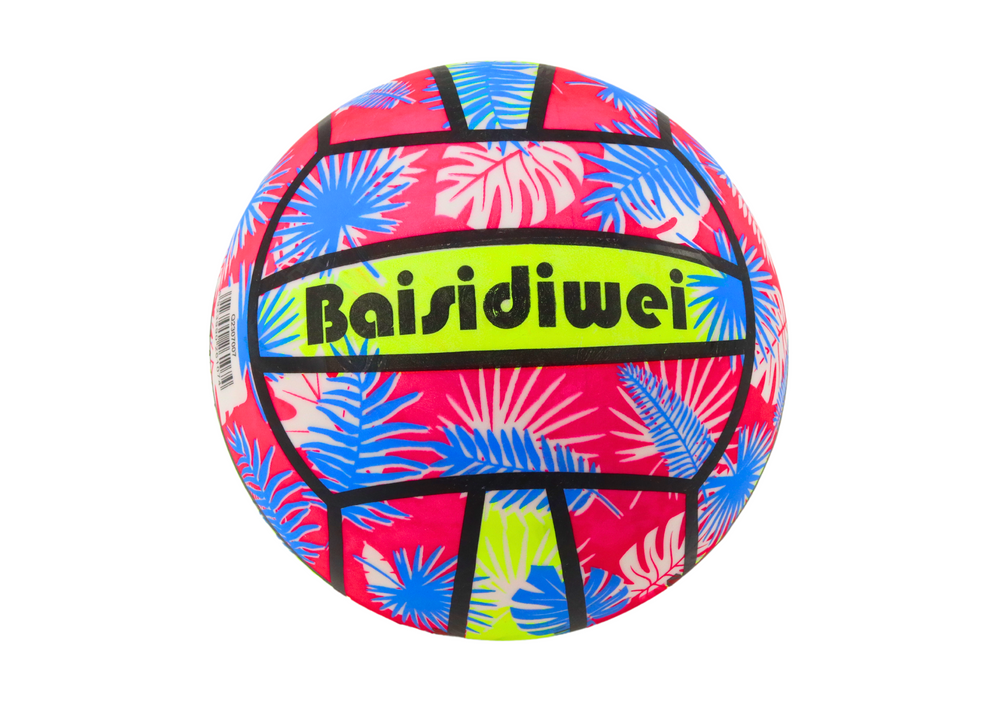 Gumový míč s motivem listů 24 cm růžovo modrý