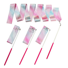 Gymnastická stuha na tanec 205x5cm – růžovo fialovo modrá