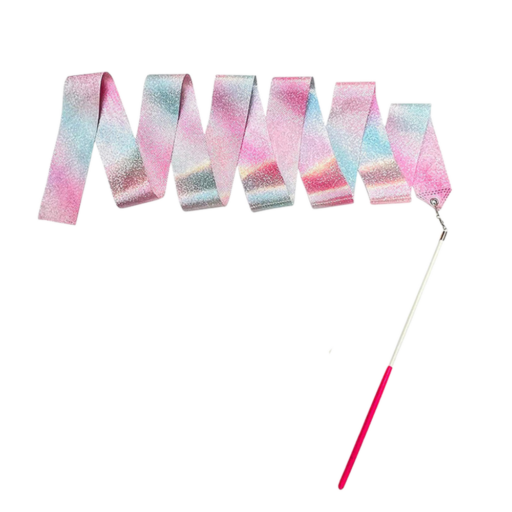 Gymnastická stuha na tanec 205x5cm – růžovo fialovo modrá