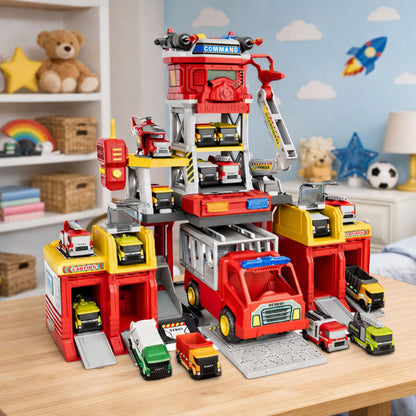 Hasičská stanice s centrum záchranných služeb se světly a zvuky