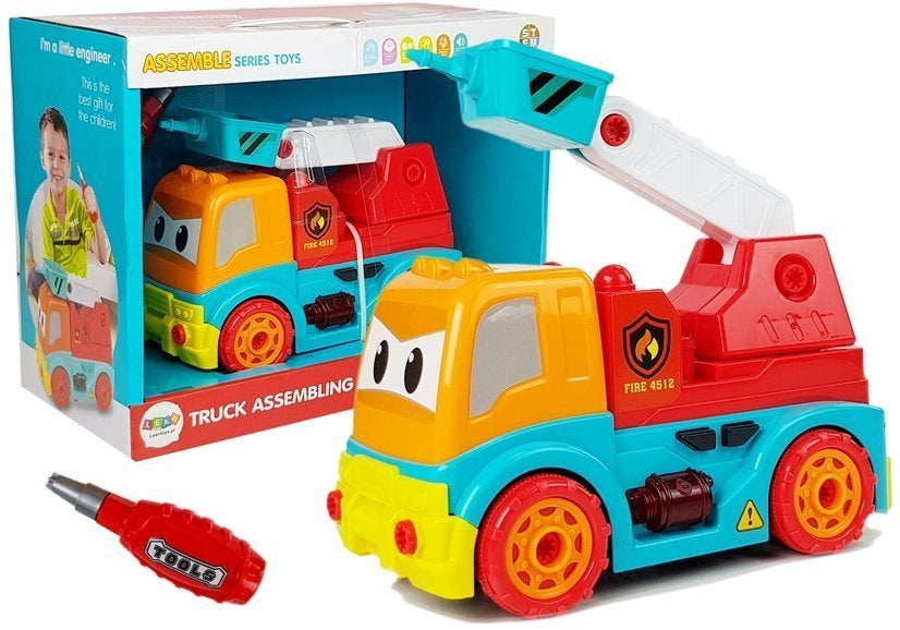 Hasičské auto k rozkroucení se šroubovákem a světly