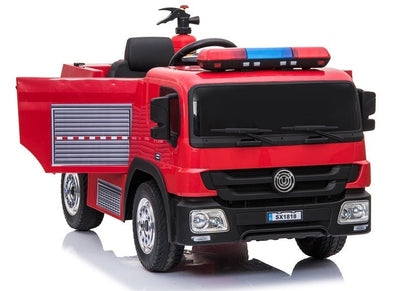 Hasičské auto na akumulátor s dálkovým ovládáním a helmou červené
