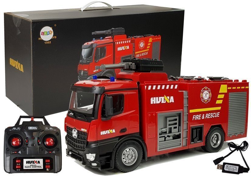 Hasičské auto na dálkové ovládání 1:14 s vodním dělem – Huina