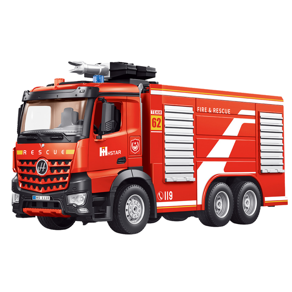 Hasičské auto na dálkové ovládání s rozšiřitelným žebříkem a stříkáním vody 2.4G