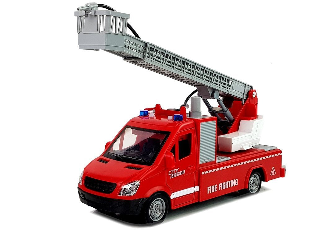 Hasičské auto s frikcí 1:16 zvuk světla vodní hadice červené