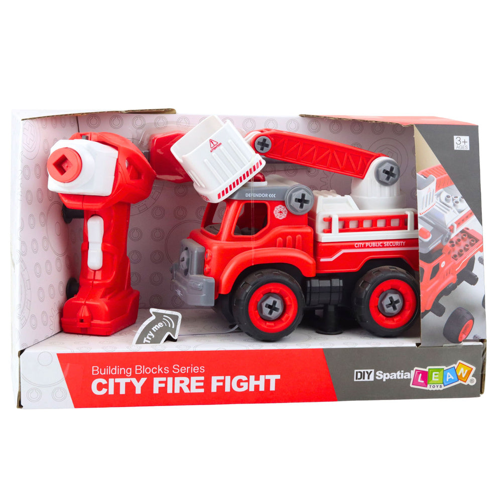 Hasičské auto s otočným žebříkem na dálkové ovládání se šroubovákem