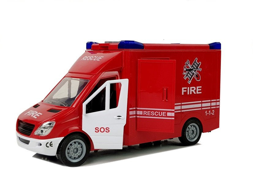 Hasičské auto s třecím pohonem zvuky a světly otvírací dveře