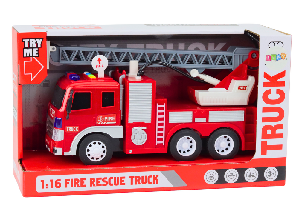 Hasičské auto s výsuvným žebříkem 1:16 se světly a zvuky