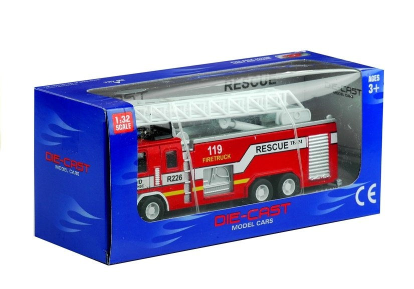 Hasičské auto s žebříkem model 1:32 kovové 2 druhy