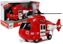 Hasičský helikopter 1:16 s hákem světla zvuky záchranný