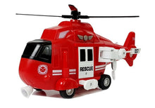 Hasičský helikopter 1:16 s hákem světla zvuky záchranný