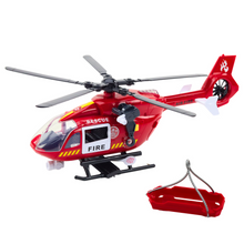 Hasičský helikopter s hákem a nosítky světla zvuky 1:12