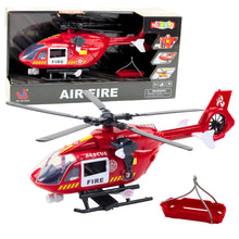 Hasičský helikopter s hákem a nosítky světla zvuky 1:12