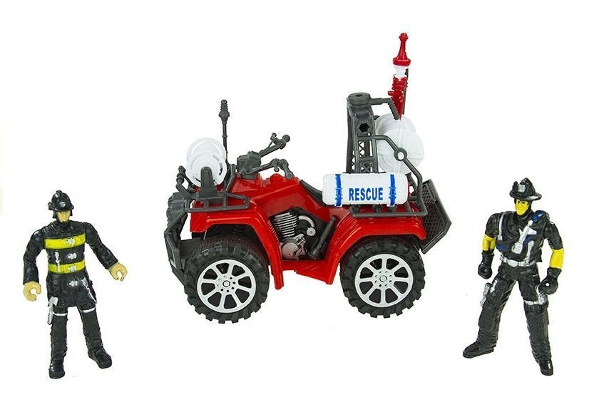 Hasičský set s vozem drabiną helmou čtyřkolkou a figurkami