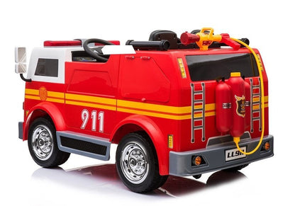 Hasičský vůz na akumulátor s pilotem a příslušenstvím červený