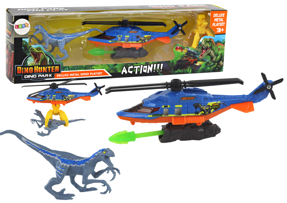 Helikoptéra s dinosaurem Velociraptor – hračka modrá