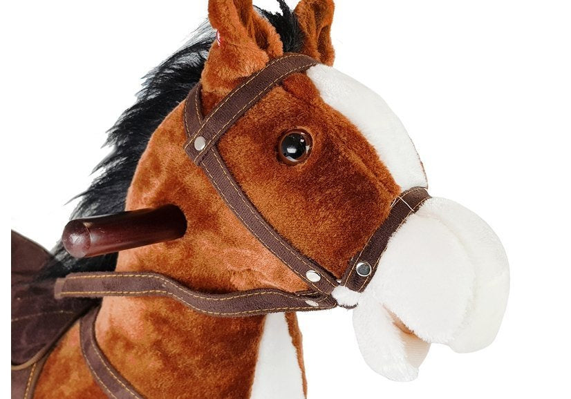 Houpací kůň se zvuky a pohybem pysků a ocasu 74 cm tmavě hnědý