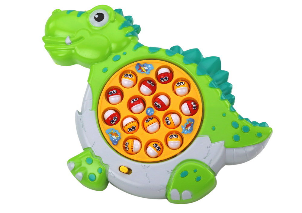 Hra na chytání rybiček s dinozaurem – 2 udičky | zelená