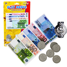 Hračkové peníze Euro bankovky a mince – edukační sada