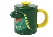 Hrnek s víčkem a lžičkou – zelený dinosaurus 400 ml