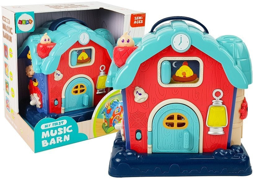 Hudební stodola se zvířátky a zvuky farmy růžová